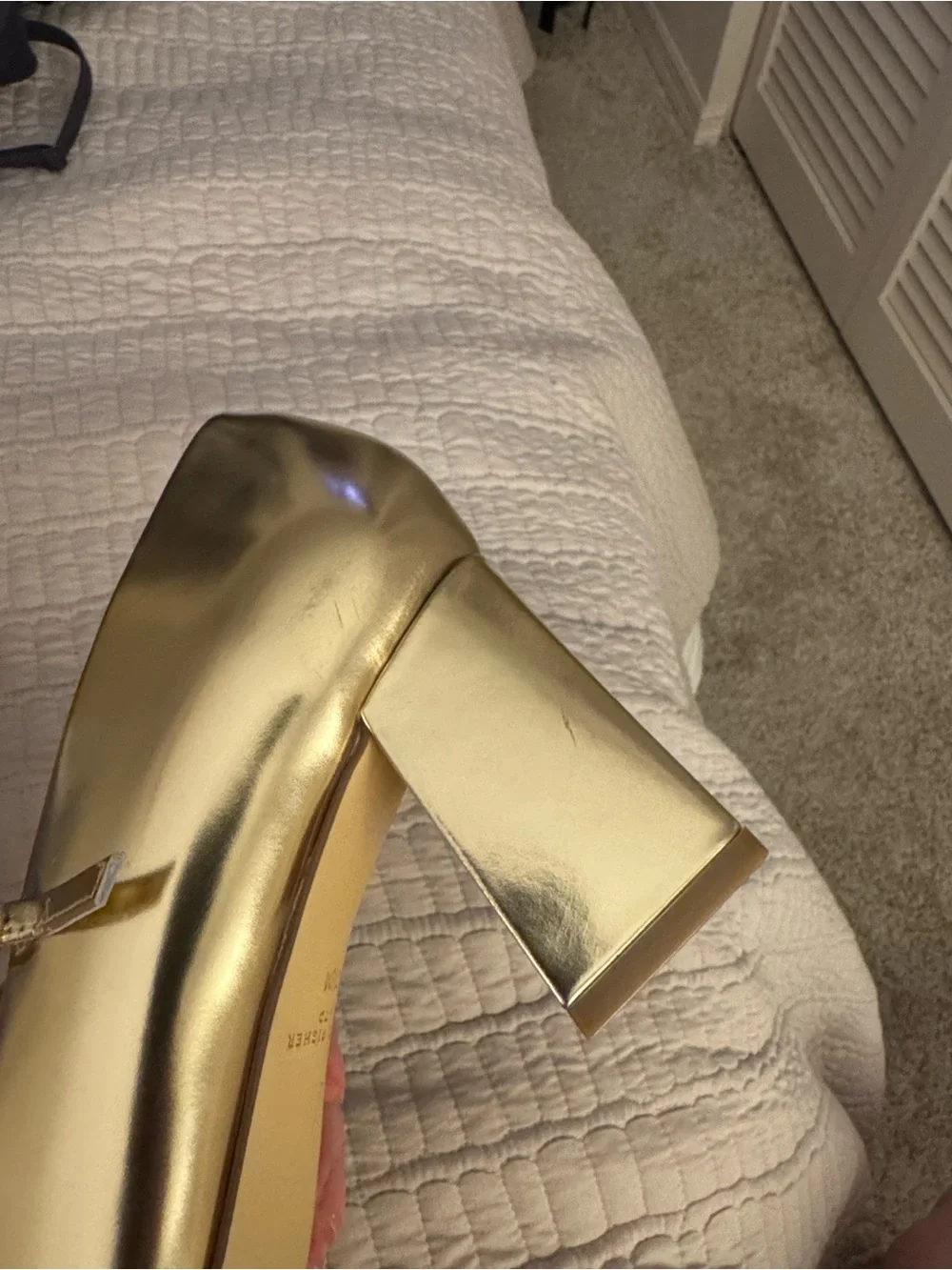Marc Fisher Gold Mary Jayne Block Heels NWOT Size 7.5
